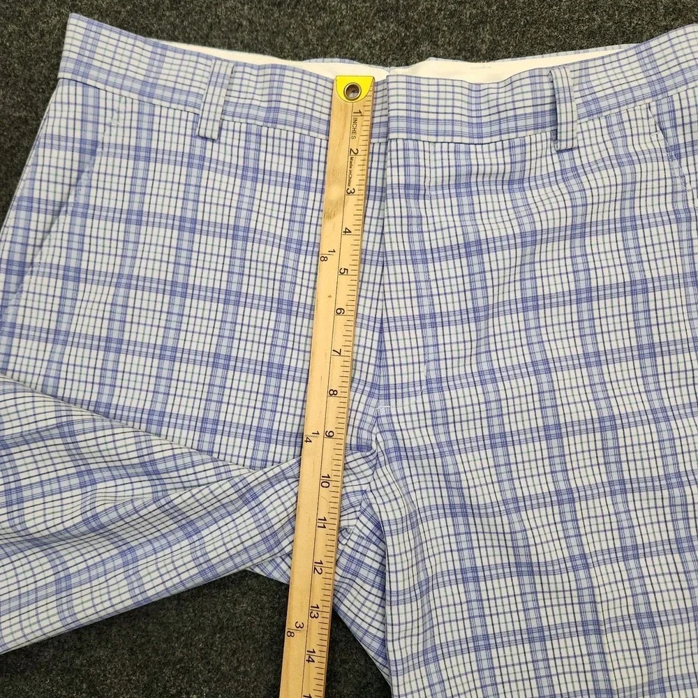 NWT Nike Tiger Woods Collection Mens 32 Blue Plaid Golf Performance Chino Shorts